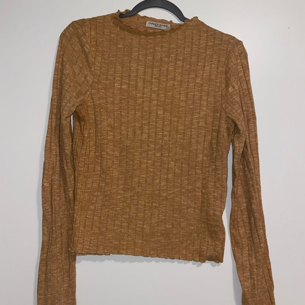 Women's Brown/yellow Long Sleeve Top